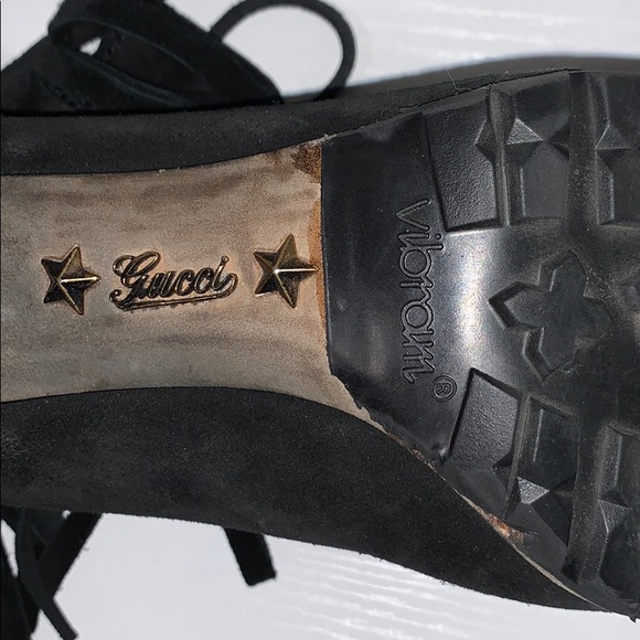 GUCCI Suede Ankle Boot | Heeled Moccasins With Fringe and Tassel Ties - Picture 14 of 14